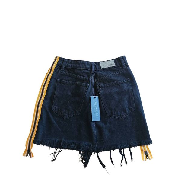 Carmar Sz 25 black Colin denim  side zipper skirt New - Picture 2 of 7